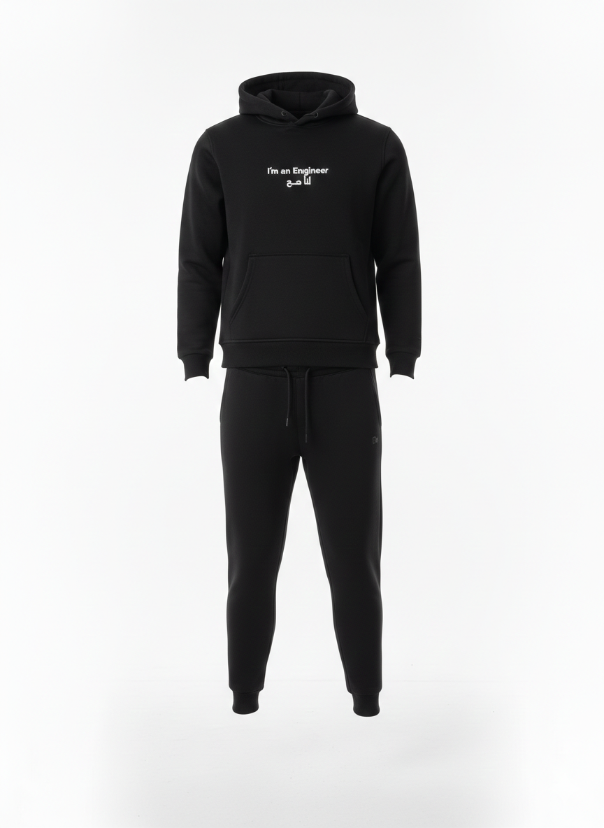I’m an Engineer (أنا صح) Black Essential Tracksuit Set