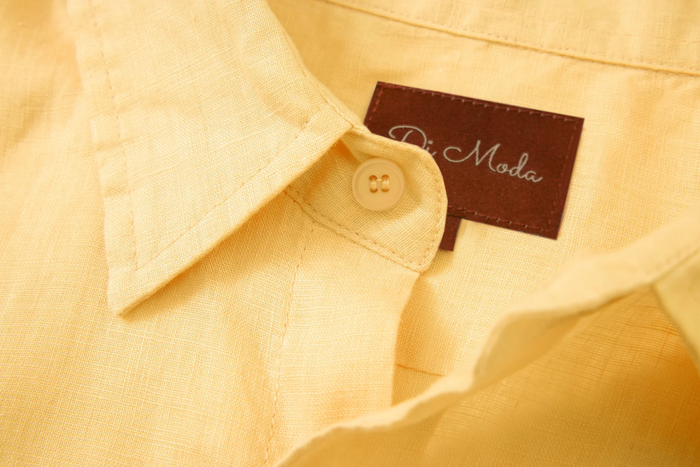 yellow linen long-sleeve shirt