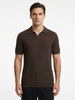 Wool Polo V Neck With Line On Body (Thin) Short SleeveBROWN