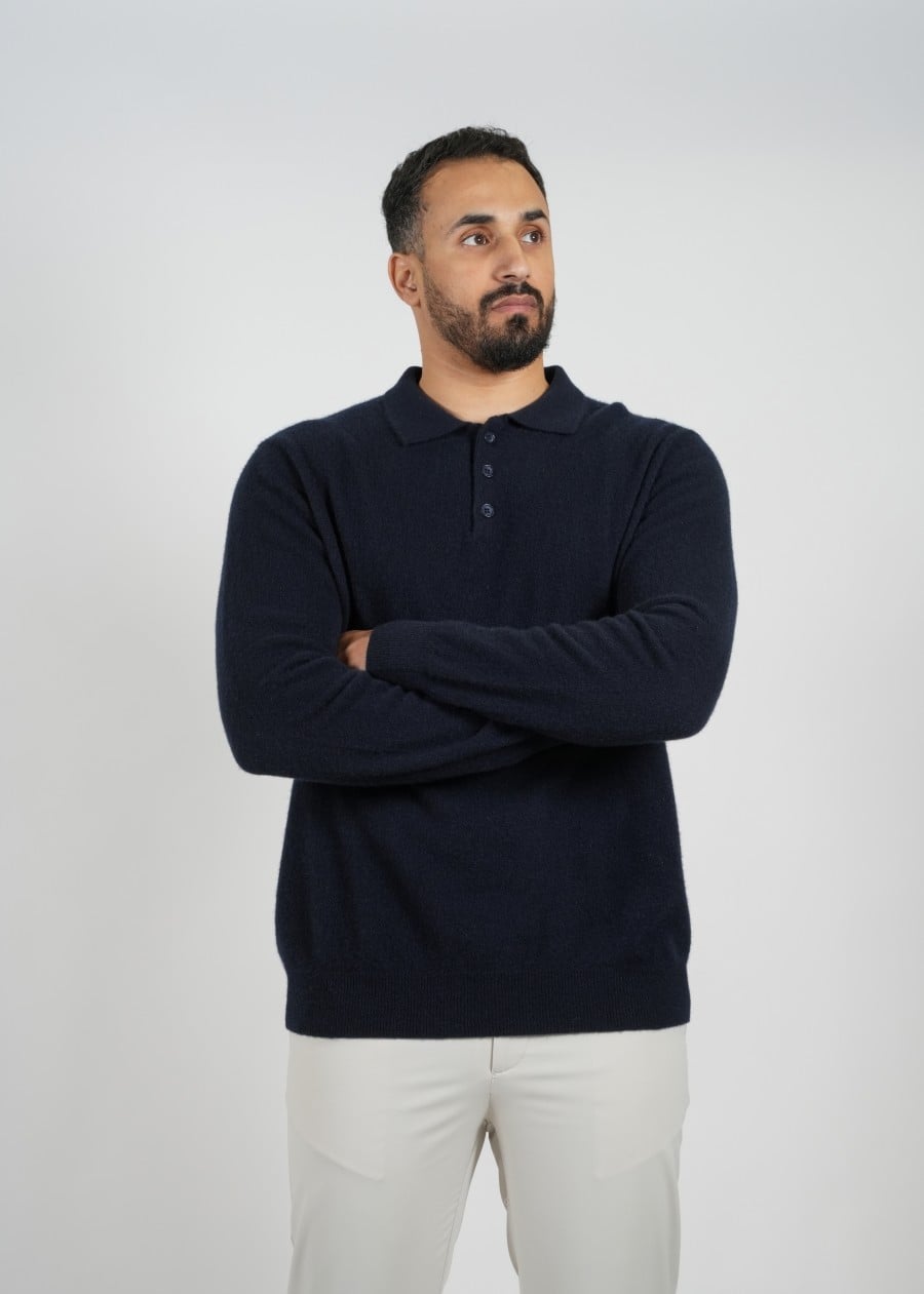 Wool Pullover Polo - Black