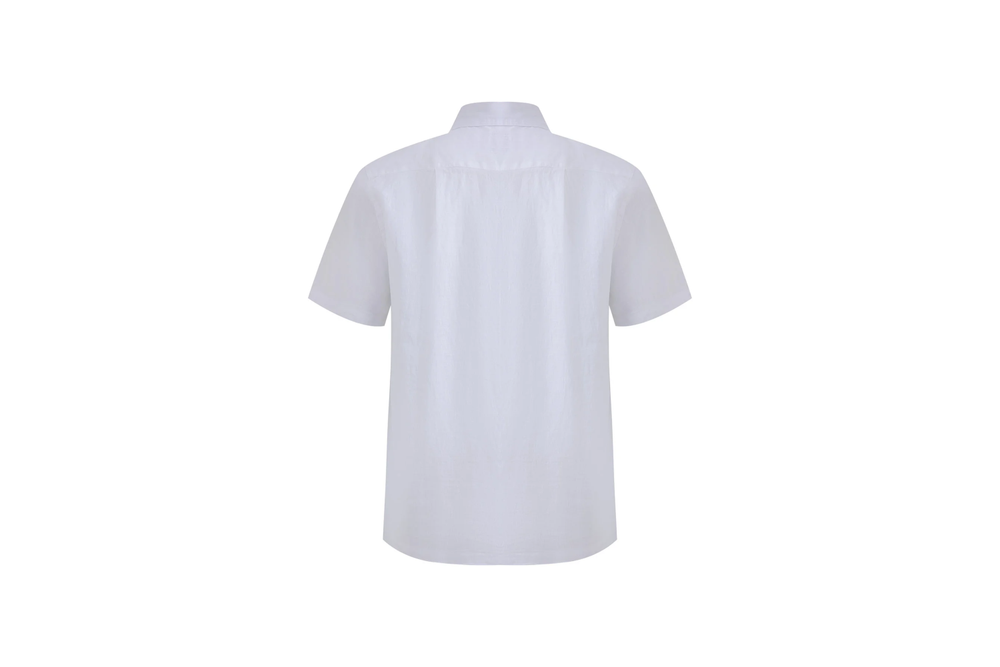 white linen short-sleeve shirt