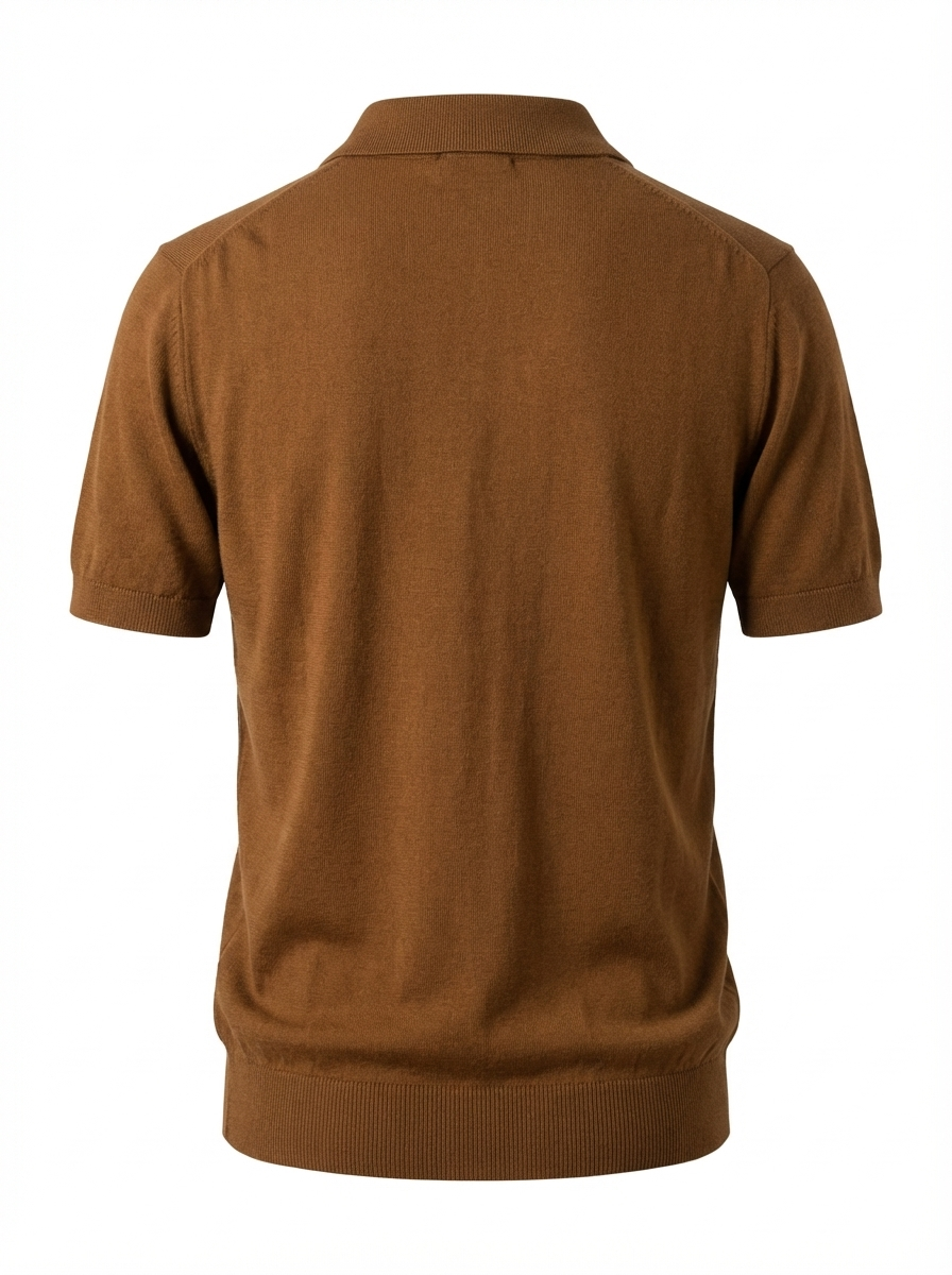 Wool Polo Thin With Button Short Sleeve