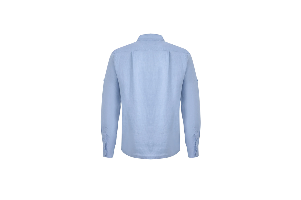 baby blue linen long-sleeve shirt