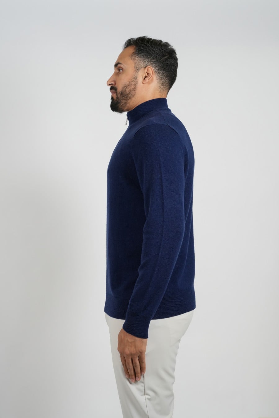 Cashmere Pullover Zipper Navy