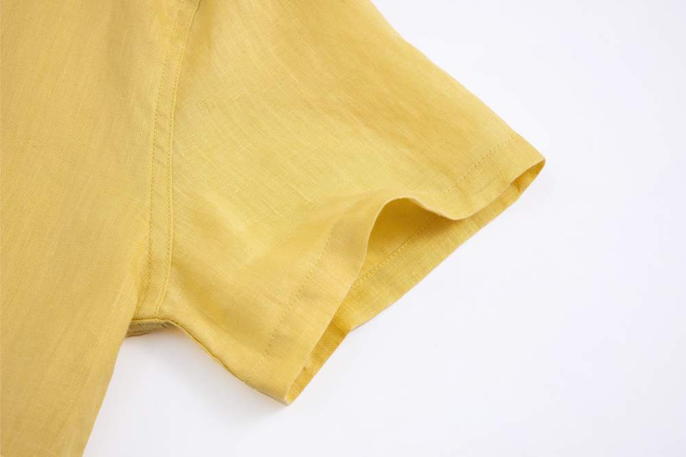 yellow linen short-sleeve shirt