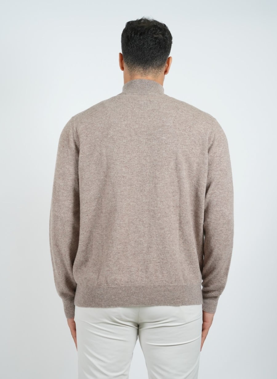 Cashmere Pullover Zipper Camel