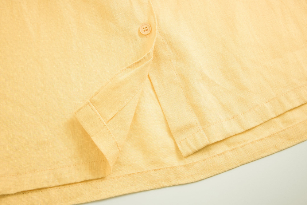 yellow linen long-sleeve shirt