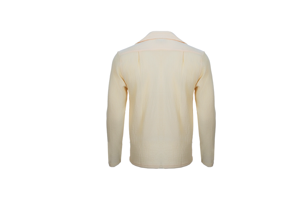 cream v neck long sleeve shirt