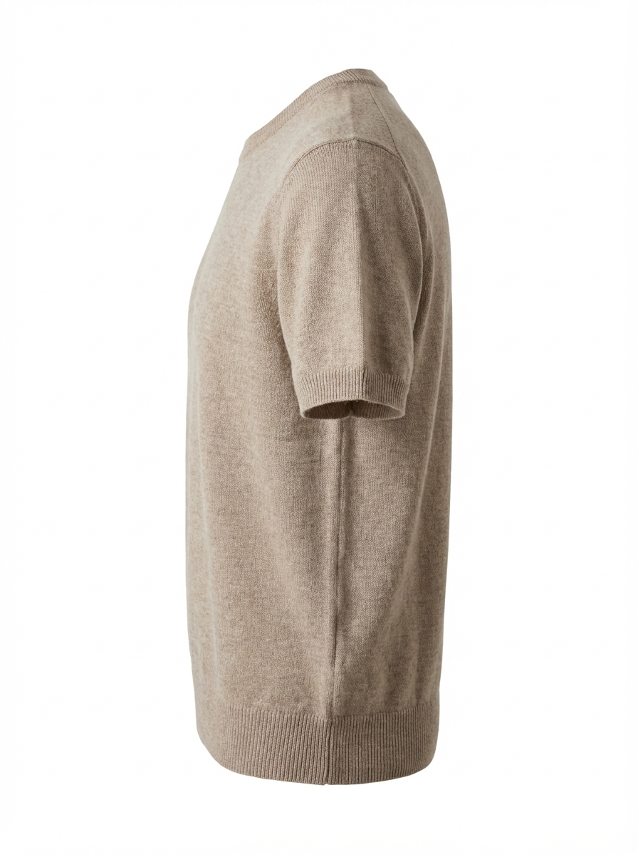 Cashmere Round Neck Short Sleeve Cream
