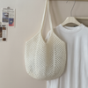 white crochet mesh tote bag
