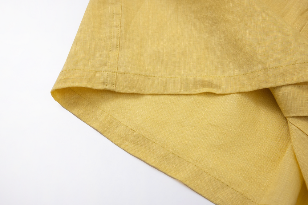 yellow linen short-sleeve shirt