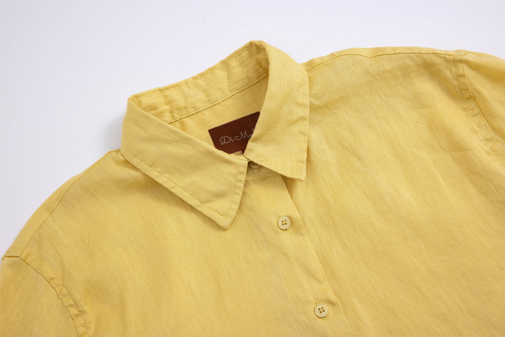 yellow linen short-sleeve shirt