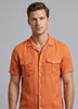 LINEN SHORT SLEEVE DOUBLE POCKET