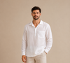 LINEN LONG SLEEVE V NECK SHIRT