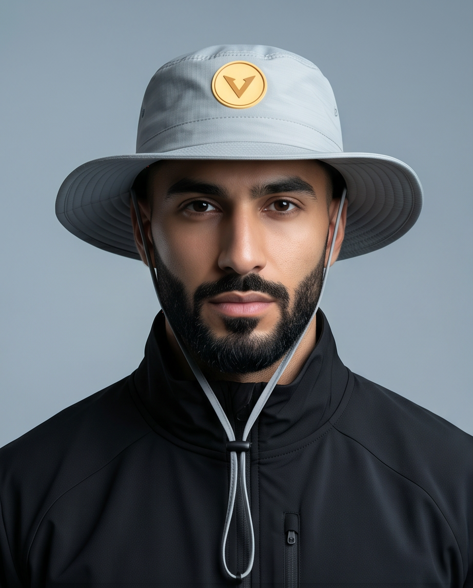 V - Round Bucket Hat With Strap  Free Size