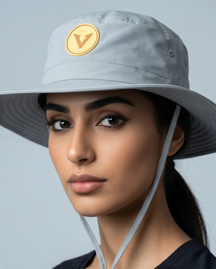 V - Round Bucket Hat With Strap  Free Size