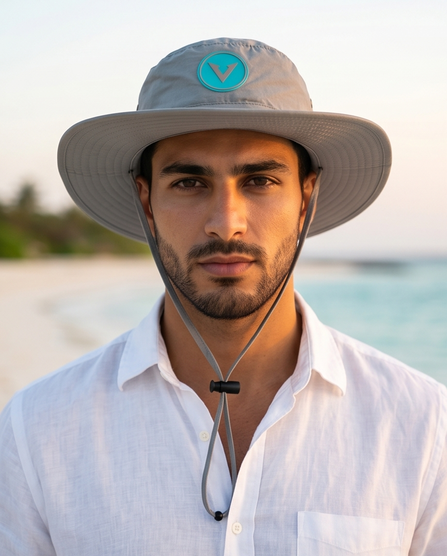 V - Round Bucket Hat With Strap  Free Size