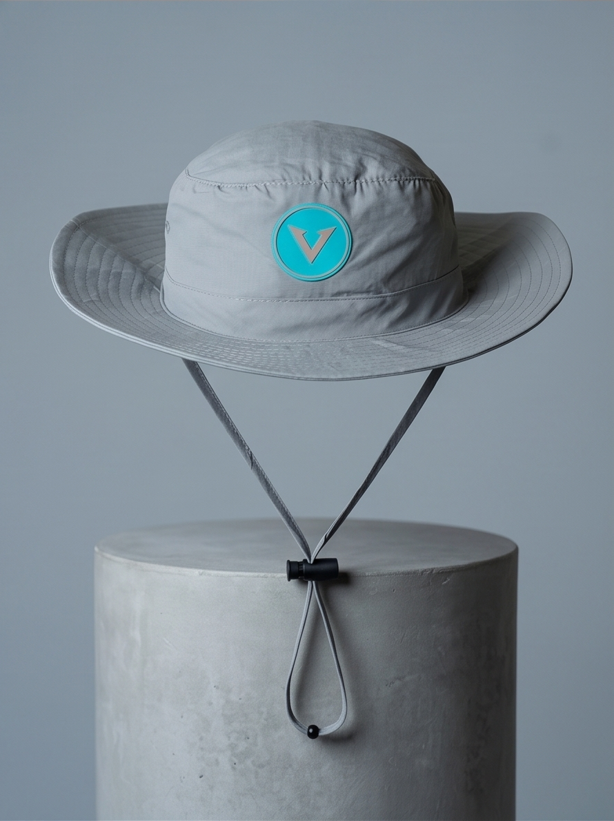 V - Round Bucket Hat With Strap  Free Size