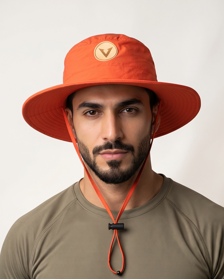 V - Round Bucket Hat With Strap  Free Size