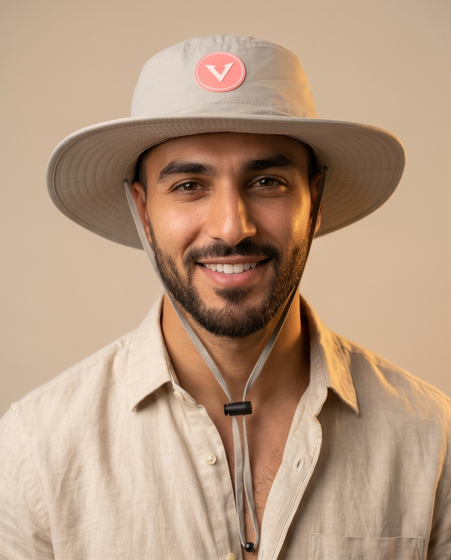 V - Round Bucket Hat With Strap  Free Size