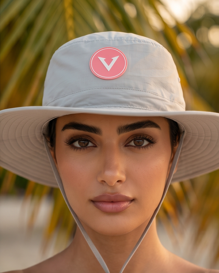 V - Round Bucket Hat With Strap  Free Size