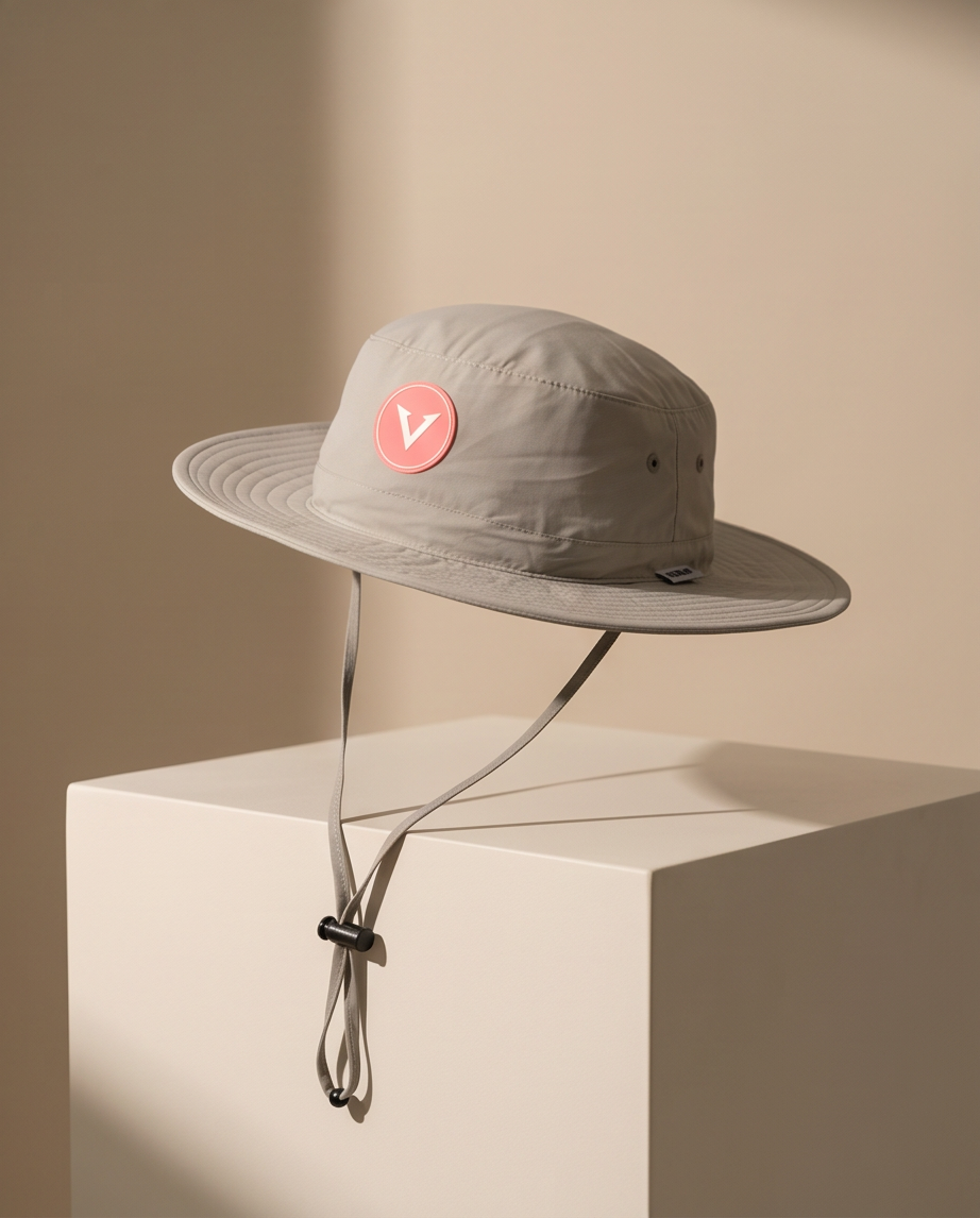 V - Round Bucket Hat With Strap  Free Size
