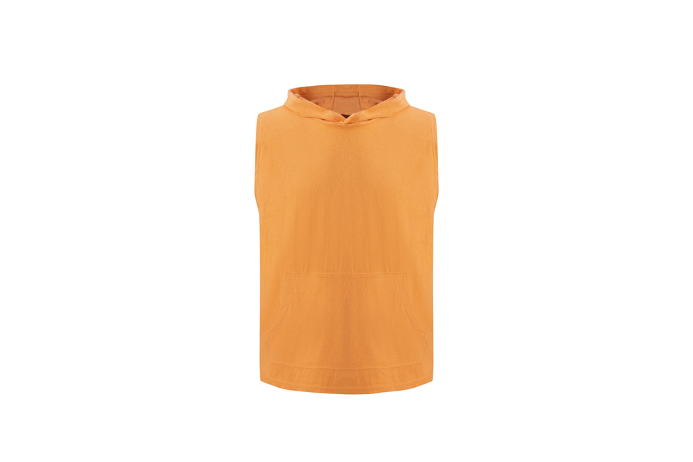 orange sleeveless towel hoodie