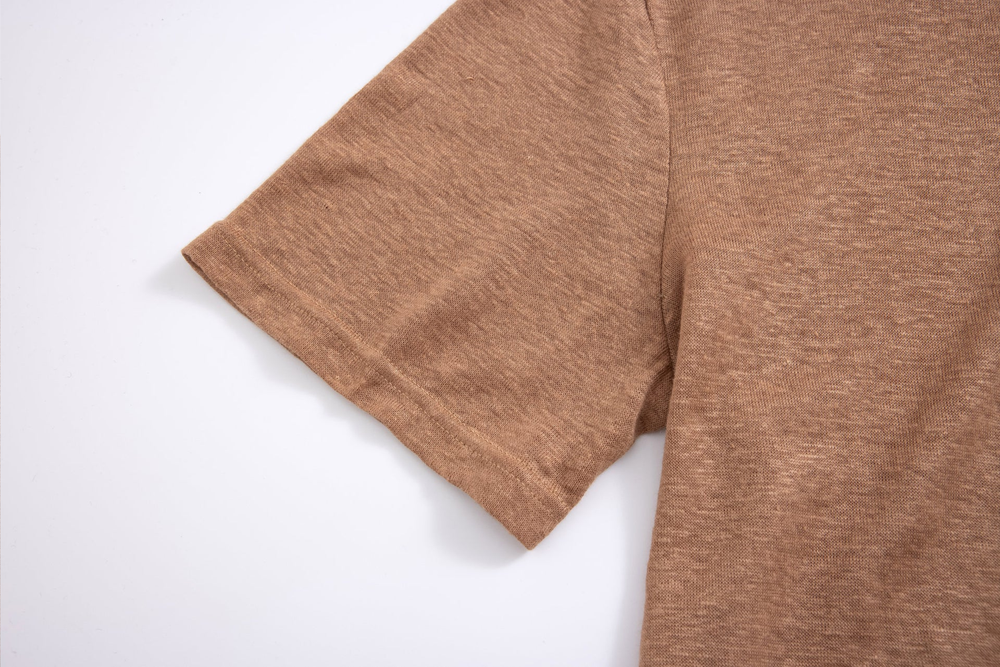 brown linen polo shirt