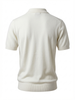 Wool Polo Short Sleeve V Neck With Stitch ( Thin ) CREAM