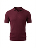 Wool Polo V Neck With Line On Body (Thin) Short Sleeve BURGANDY
