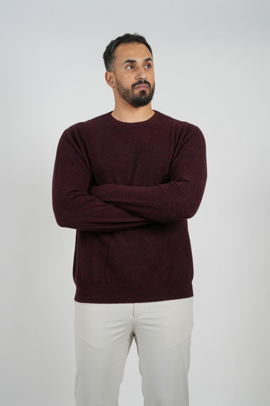 Wool Pullover Circle Neck Maroon