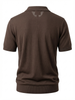 Wool Polo V Neck With Line On Body (Thin) Short SleeveBROWN