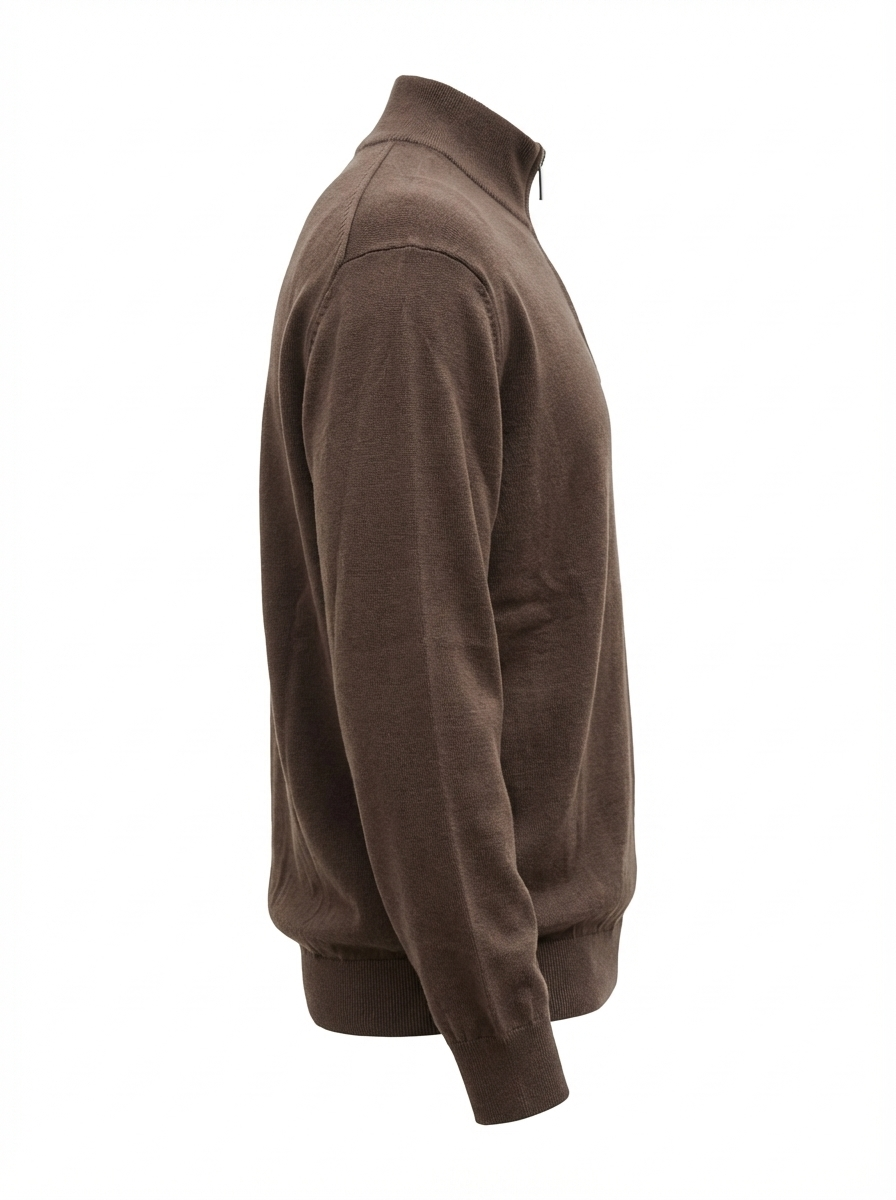 Wool  Half Zipper Long Sleeve (Soft ) BROWN