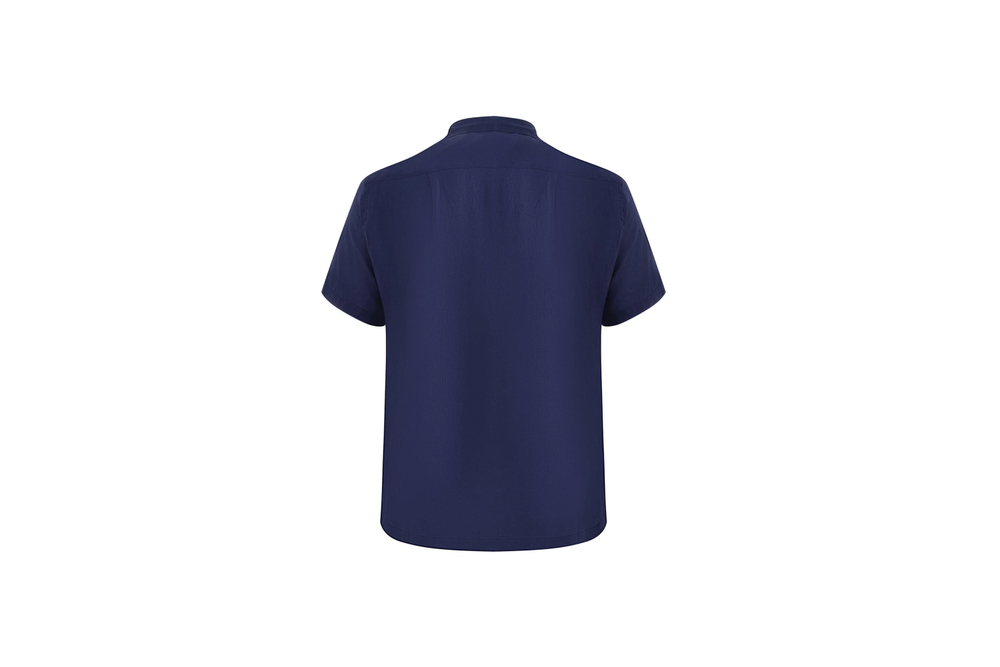 navy linen short-sleeve shirt