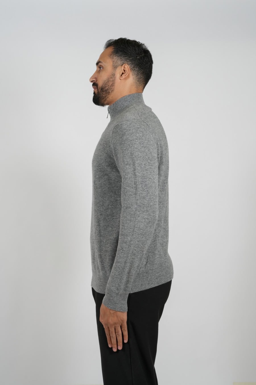 Wool Pullover Zipper-  Gray