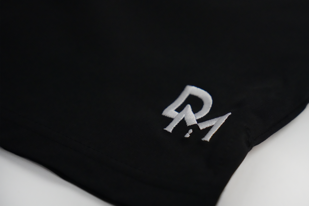 solid black swim shorts
