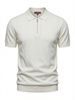 Wool Polo With Zipper Short Sleeve CREAM