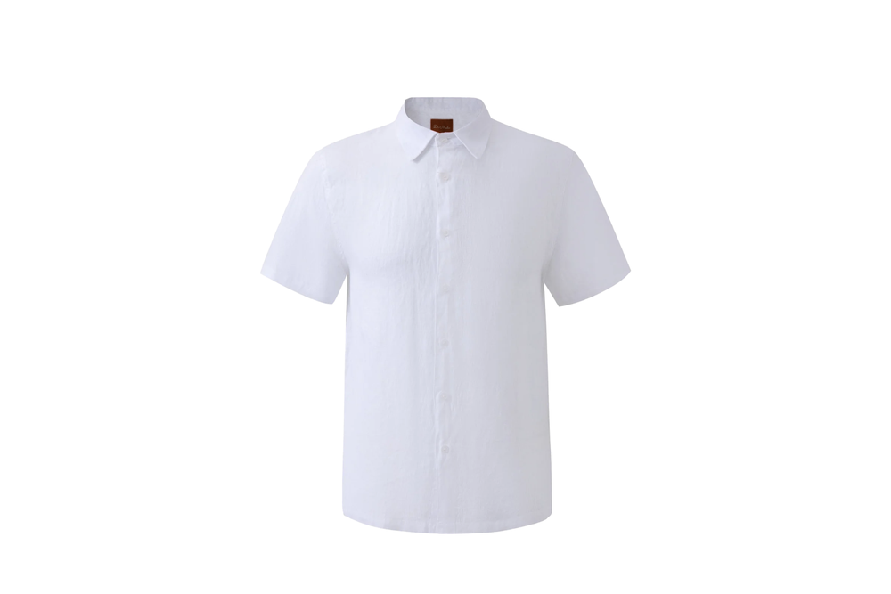 white linen short-sleeve shirt