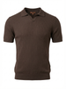Wool Polo V Neck With Line On Body (Thin) Short SleeveBROWN