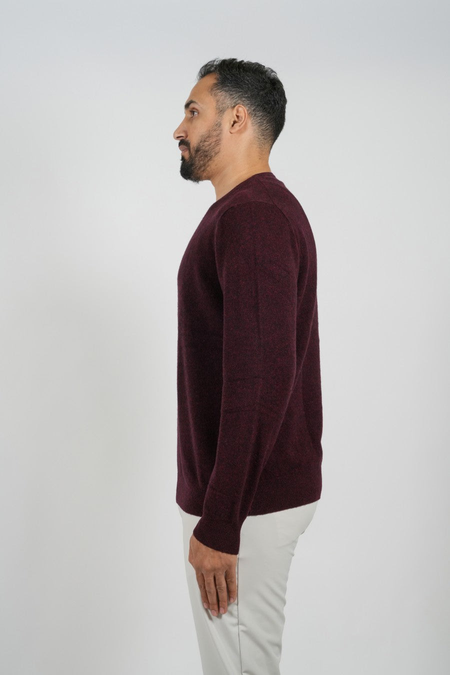 Wool Pullover Circle Neck Maroon