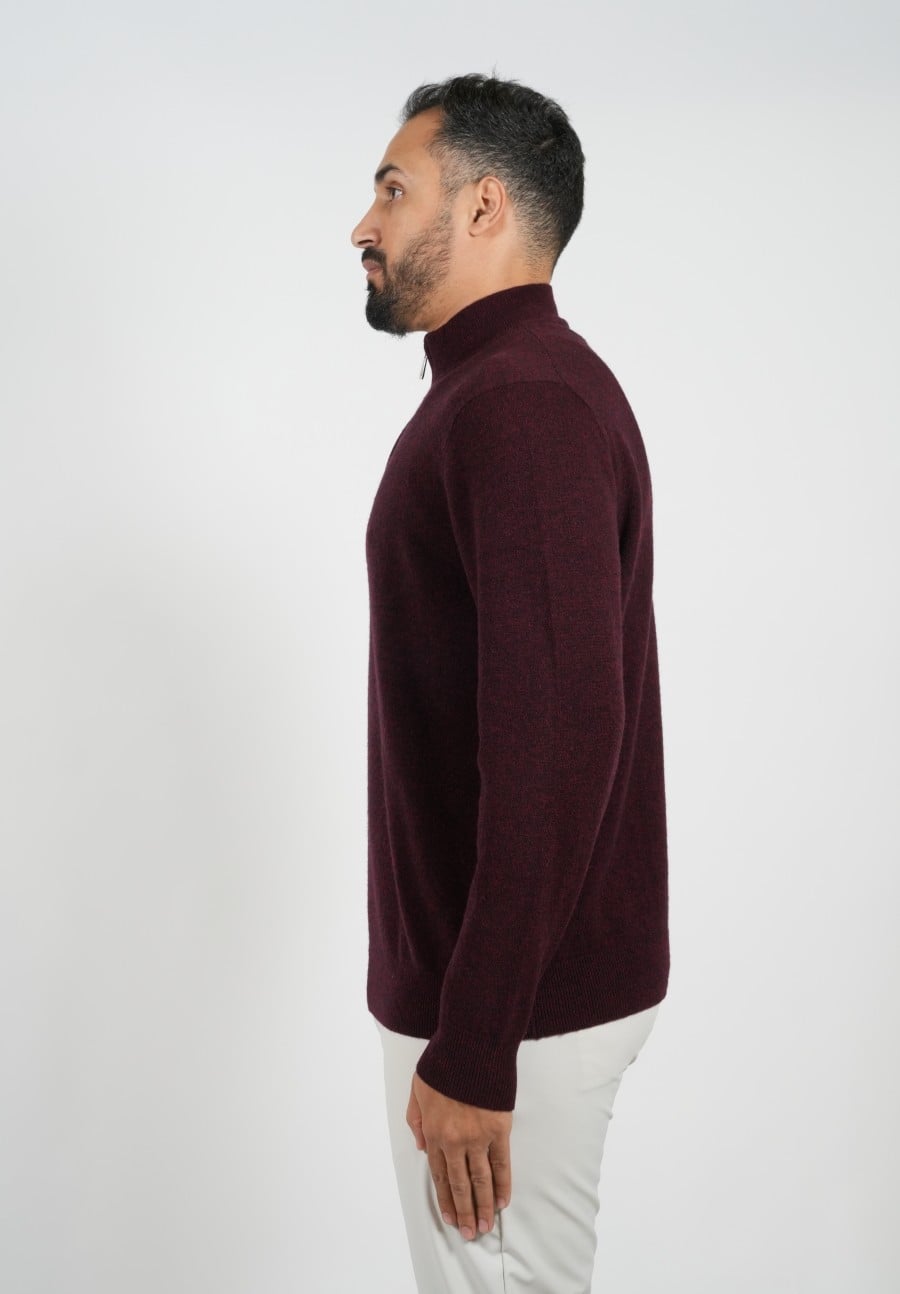 Cashmere Pullover Zipper Maroon