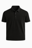 black linen polo shirt