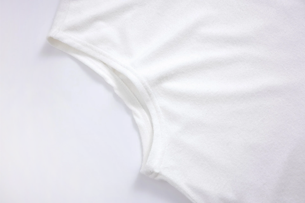 white sleeveless towel hoodie