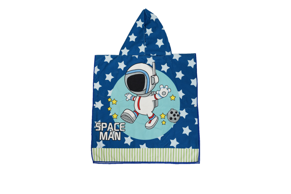 kids hooded beach towel – space man
