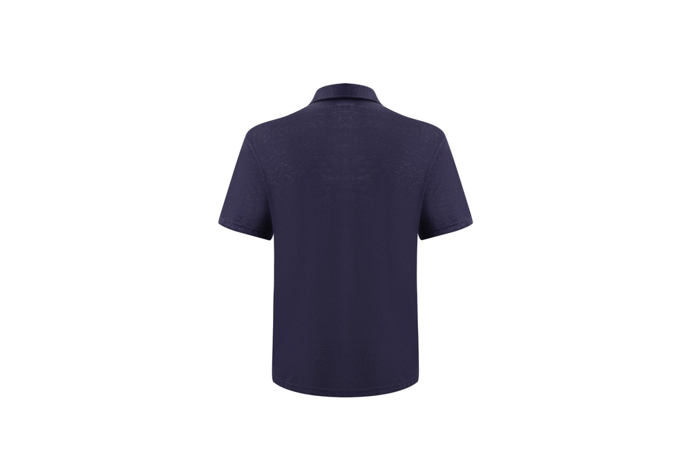 navy linen polo shirt