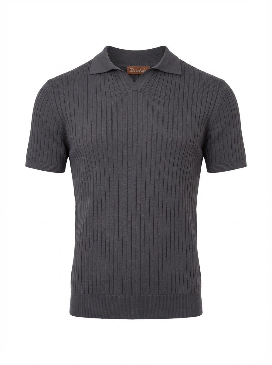 Wool Polo V Neck With Line On Body