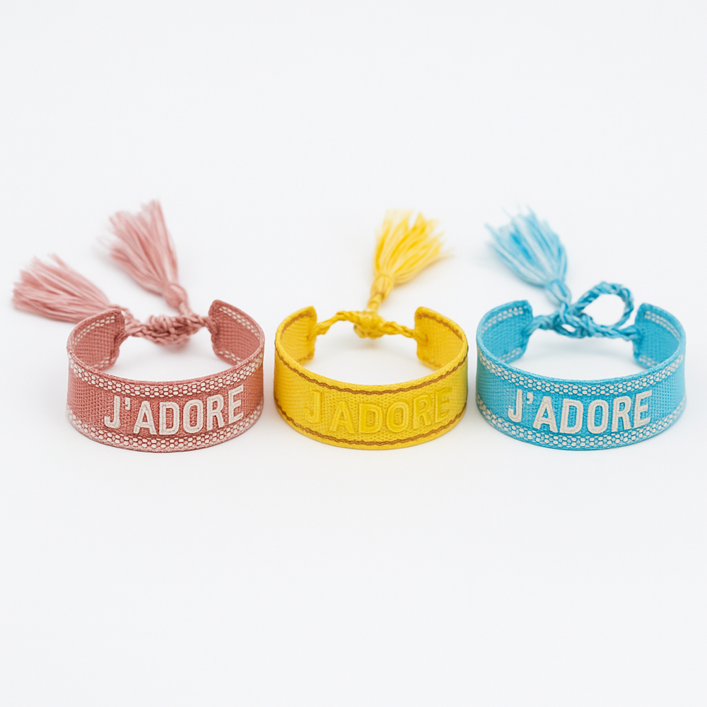 J’ADORE Embroidered Woven Bracelet