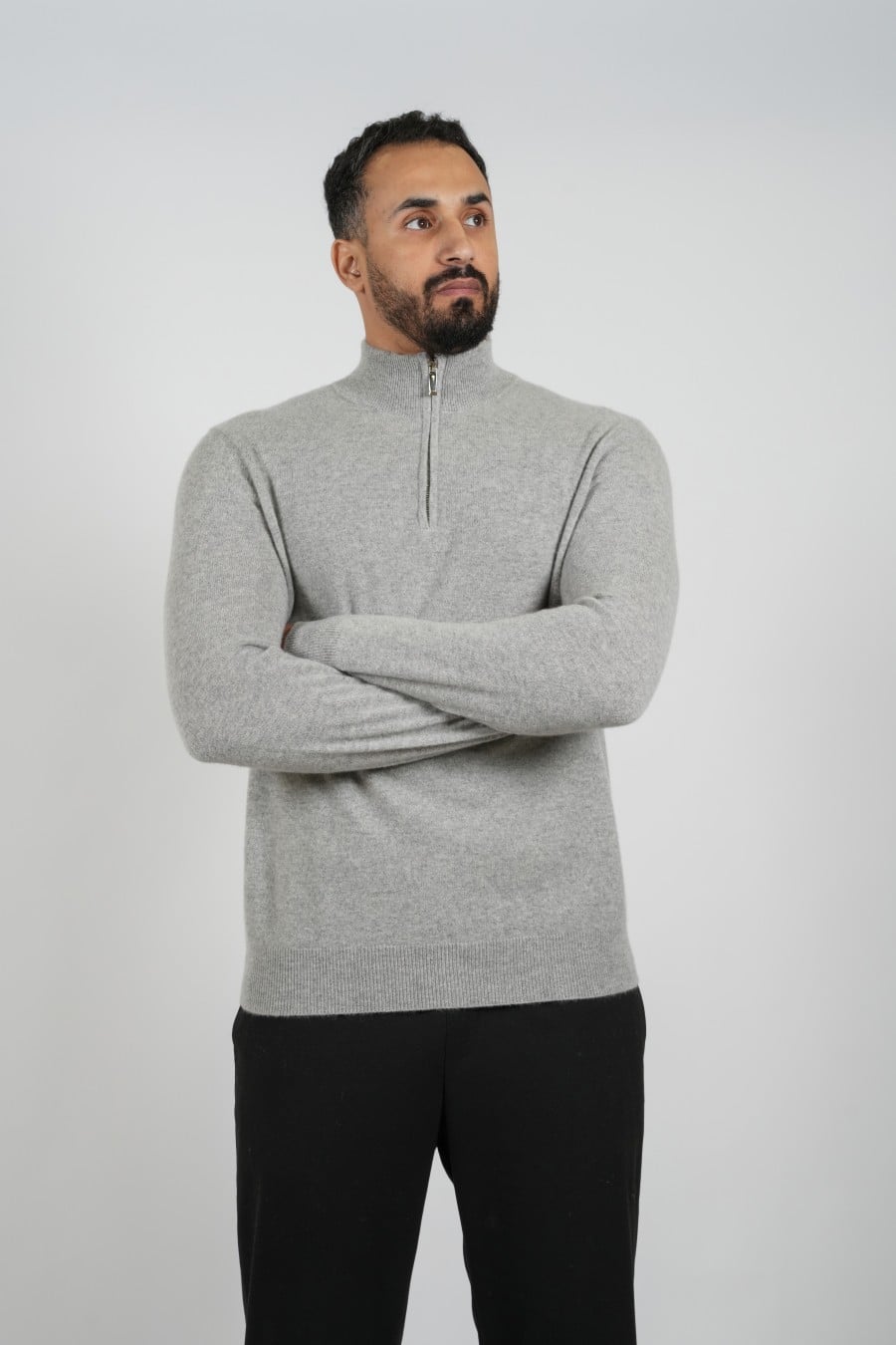 Cashmere Pullover Zipper Grey