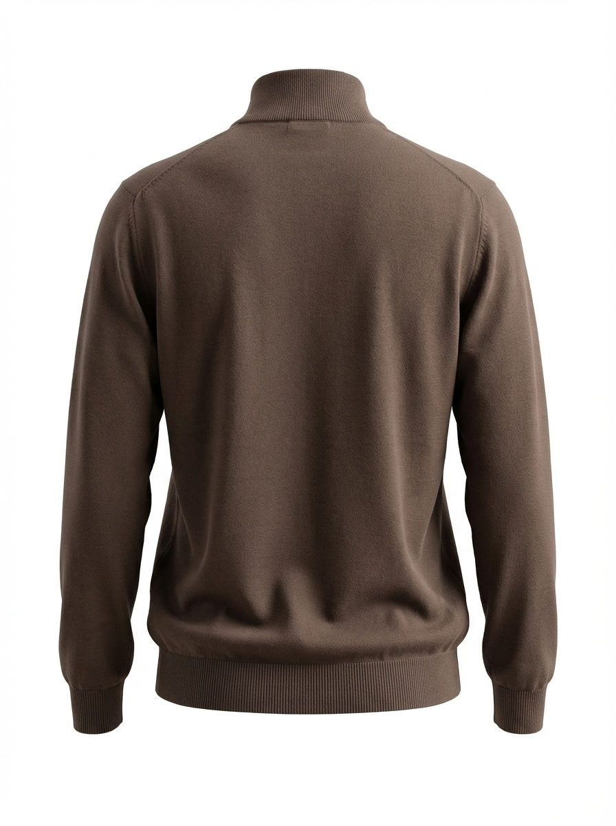 Wool  Half Zipper Long Sleeve (Soft ) BROWN