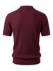 Wool Polo V Neck With Line On Body (Thin) Short Sleeve BURGANDY
